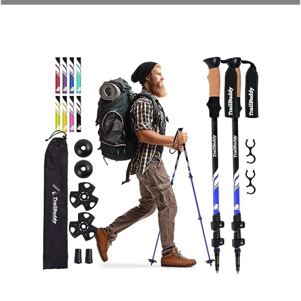 TrailBuddy Trekking Poles - Lightweight, Collapsible Hiking Poles 4 Backpacking